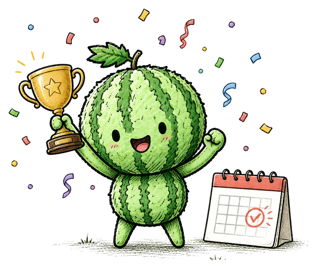 Le petit melon célèbre une victoire